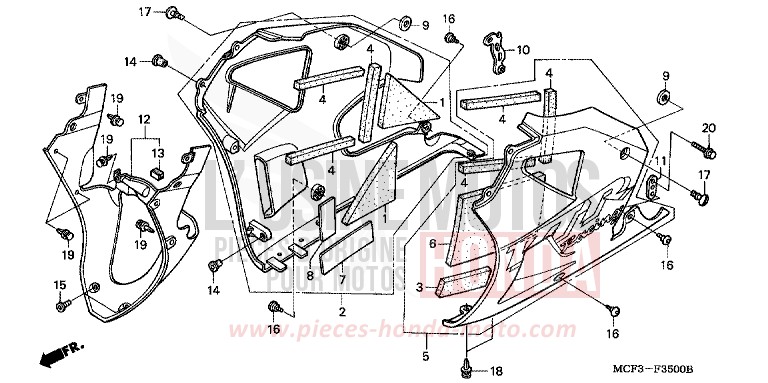 CAPOT INFERIEUR (VTR1000SPY/1) von VTR1000 SP-1 ACCURATE SILVER METALLIC (NH146) von 2001